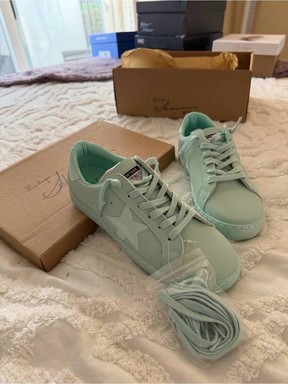 Vintage Havana Mint Green Slip-On Sneakers - Women's New in box